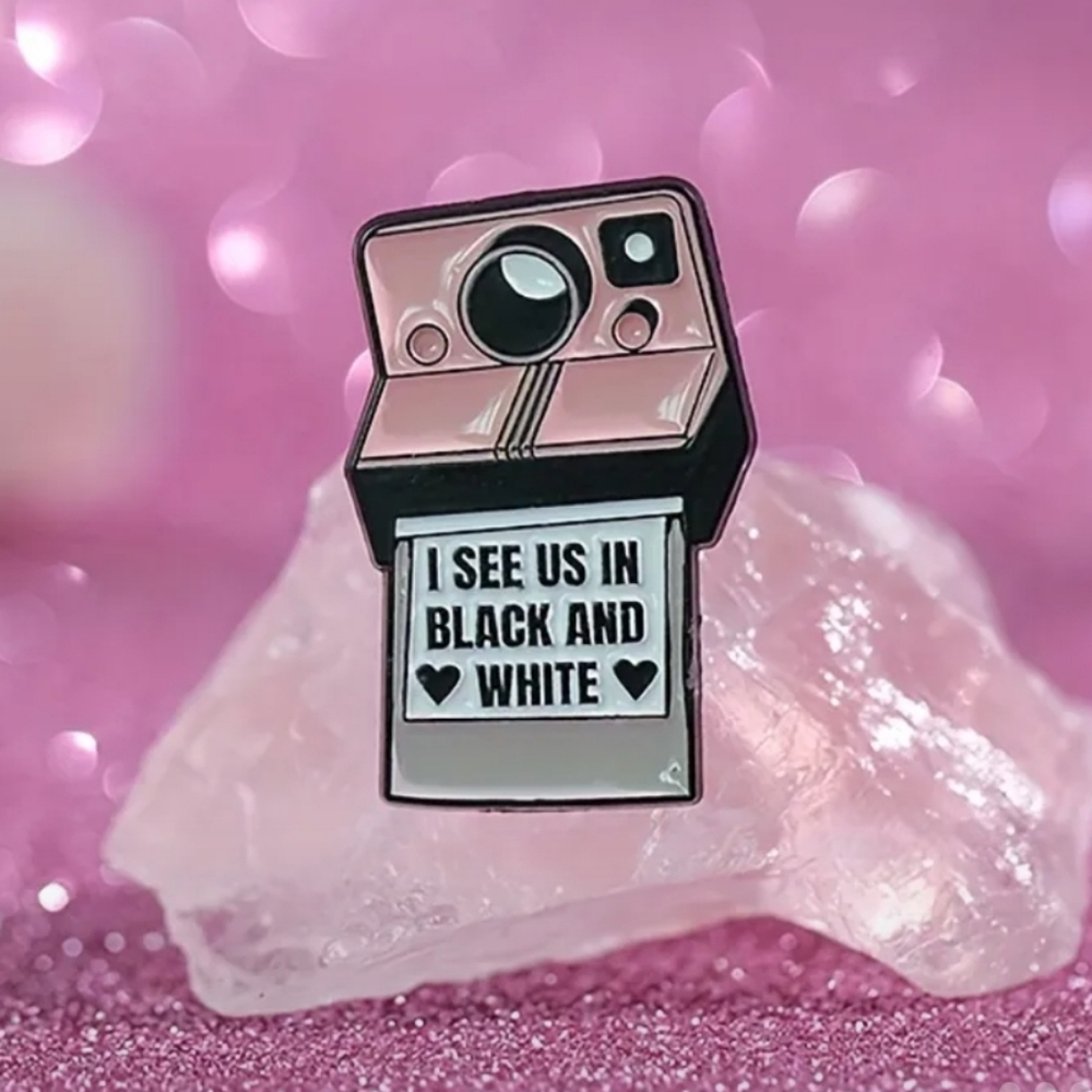 Pink and Black Camera Enamel Pin